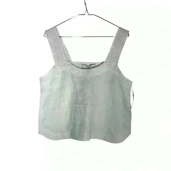 Joie Women's Paisley Linen beach resort vacation summer Top in Porcelain - Picture 3 of 11